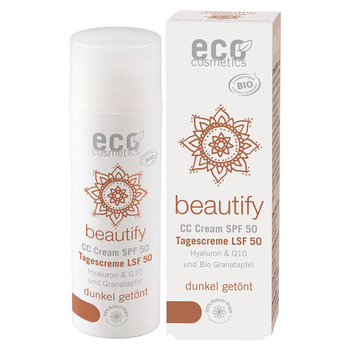eco beautify CC Creme getönt LSF50 dunkel mit OPC, Q10 und Hyaluron / 50ml